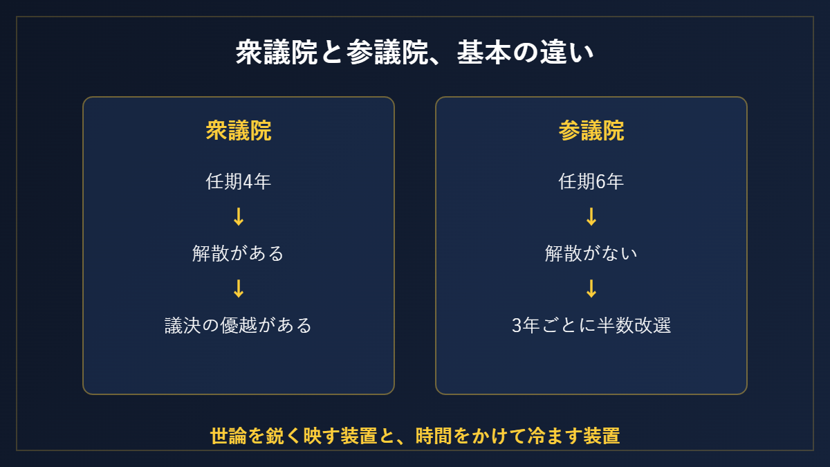 衆議院と参議院、基本の違い